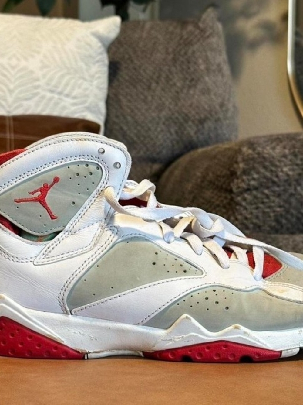 Jordan Kids White and Red Retro Basketball Sneakers